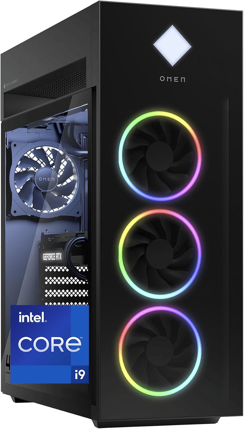 HP OMEN 45L Gaming Desktop, 13th Generation Intel Core i9-13900KF, 16 GB RAM, 1 TB Solid State Drive, NVIDIA GeForce RTX 4070 Ti Graphics, Windows 11 Home, GT22-1082