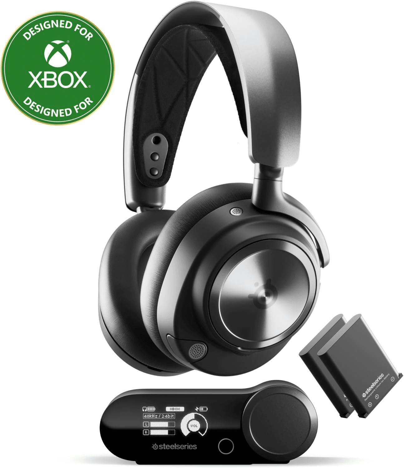 SteelSeries Arctis Nova Pro Wireless Xbox Multi-System Gaming Headset - Premium Hi-Fi Drivers - Active Noise Cancellation Infinity Power System - Stealth Mic - Xbox, PC, PS5, PS4, Switch, Mobile