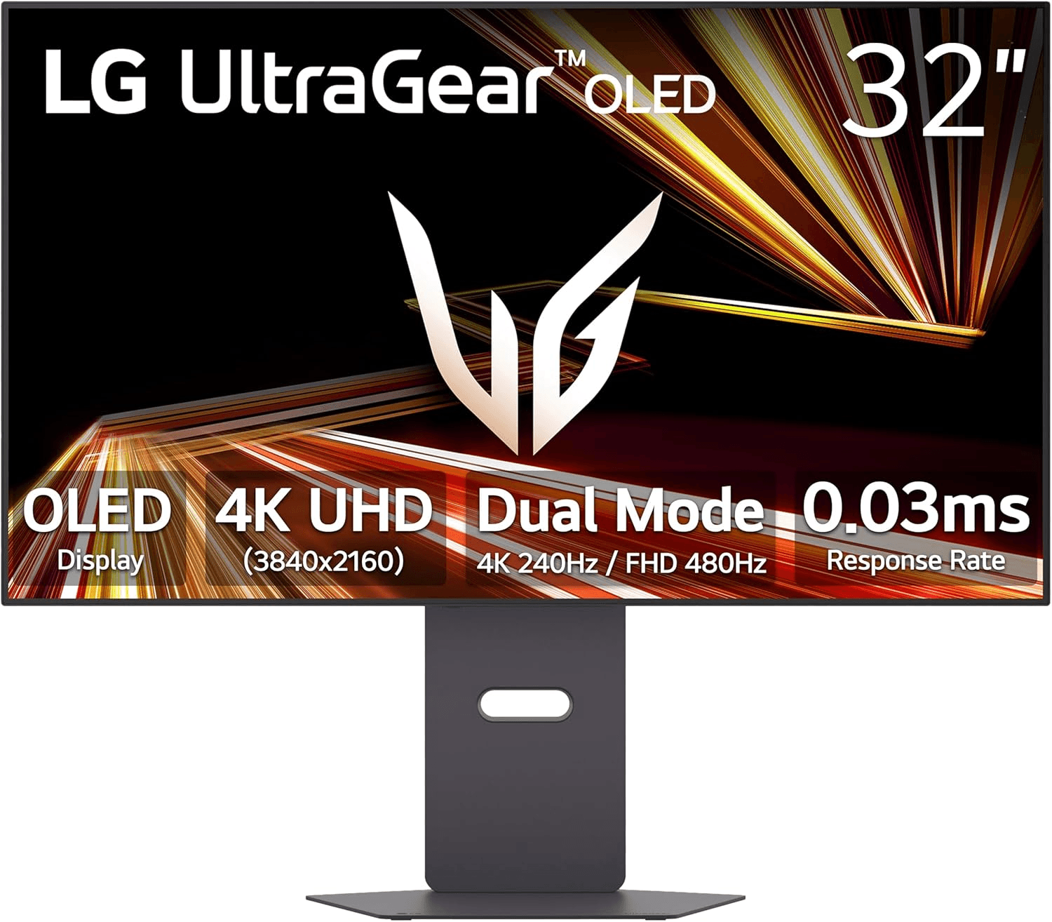 LG 32GX870A-B 32-inch Ultragear 4K UHD (3840 x 2160) OLED Gaming Monitor, Dual-Mode, 240Hz, 0.03ms, NVIDIA, AMD FreeSync Premium Pro, VESA DisplayHDR True Black 400, USB Type-C, DP2.1, Black
