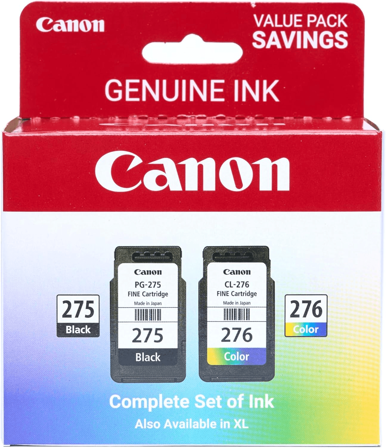 Canon PG-275 / CL-276 Genuine Ink Value Pack (2 Cartridges), Compatible with TS3520/3522/4722/3720/3722, TR4720
